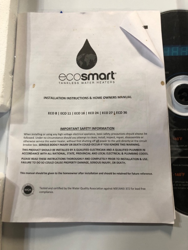 Photo 3 of (READ FULL POST) EcoSmart ECO 27 Tankless Water Heater, Electric, 27-kW - Quantity 1, 17 x 17 x 3.5
