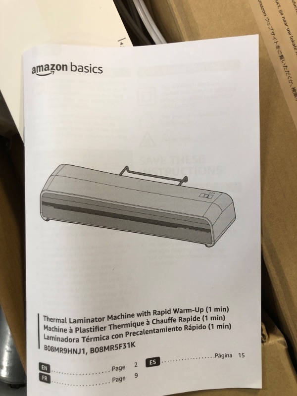 Photo 3 of Amazon Basics 12-Inch Thermal Laminator Machine with Rapid Warm-Up (1 min), 20 Assorted Laminating Pouches Included, White