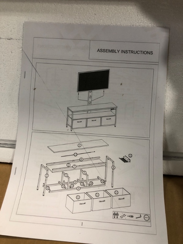 Photo 2 of TV Stand with Mount and Power Outlet,Swivel TV Stands Mount with LED Lights for 32/45/55/60/65/70 inch TVs,Entertainment Center with Storage/Drawers,Media Console Cabinet for Living Room,Bedroom