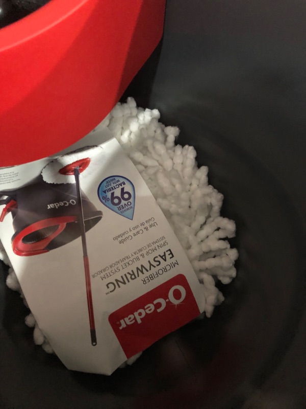 Photo 6 of (damaged) O-Cedar EasyWring Microfiber Spin Mop, Bucket Floor Cleaning System, Red