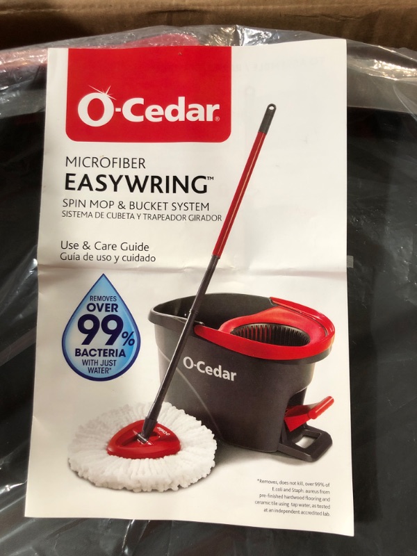 Photo 3 of (damaged) O-Cedar EasyWring Microfiber Spin Mop, Bucket Floor Cleaning System, Red