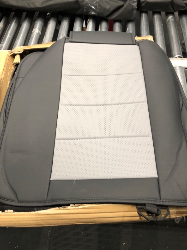 Photo 1 of AOOG Leather Car Seat Covers with Car Backseat Organizer, Universal Automotive Vehicle Seat Cover for Most Sedan SUV Pick-up Truck, Full Set, Black&Grey FULL SET BLACK&GREYX00315W9YH
