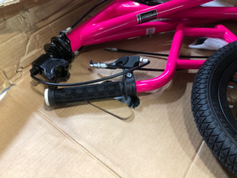 Photo 4 of **MISSING PARTS/HARDWARE** Mongoose Expo Youth Scooter, Front and Rear Caliper Brakes, Rear Axle Pegs, 12-Inch Inflatable Wheels, Non Electric Pink/Black