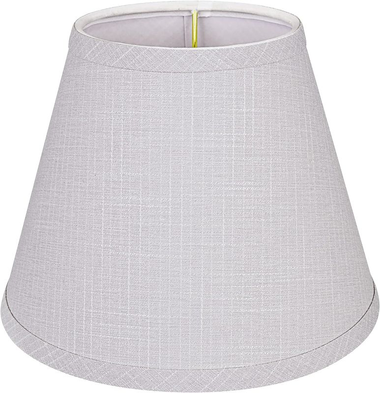 Photo 1 of  Transitional Hardback Empire Shape UNO Construction Lamp Shade in Light Grey, 9" Wide (5" x 9" x 7")
