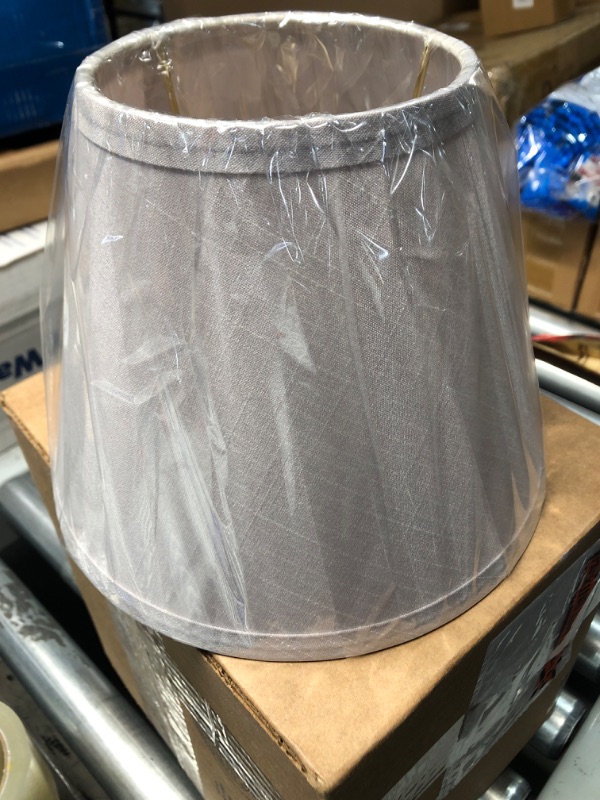 Photo 2 of  Transitional Hardback Empire Shape UNO Construction Lamp Shade in Light Grey, 9" Wide (5" x 9" x 7")
