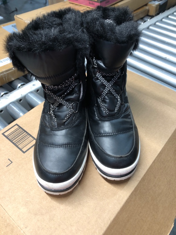 Photo 2 of BABUDOG Womens Warm Fur Lined Mid-Calf Boots Waterproof Winter Snow Boots Non-slip Lace up Combat Boots  Size 7.5