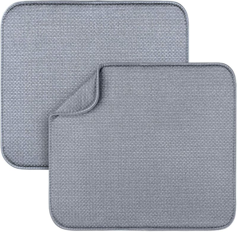 Photo 1 of 
2 Pack Dish Drying Mats for Kitchen, Microfiber Dish Drying Rack Pad, Kitchen Counter Mat - 18X16 Inch