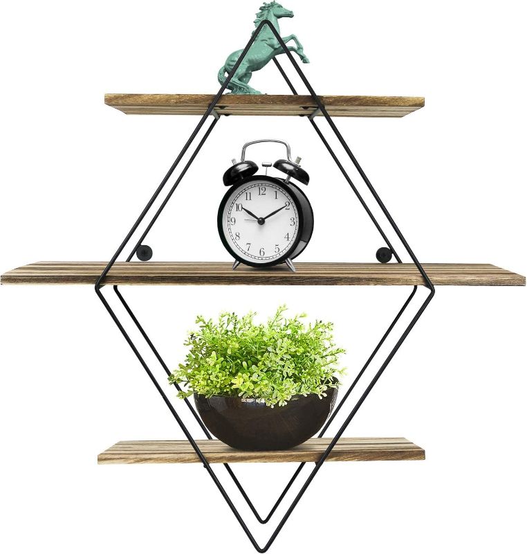 Photo 1 of  Geometric Diamond Shaped 3 Tier Mounted Floating Shelves