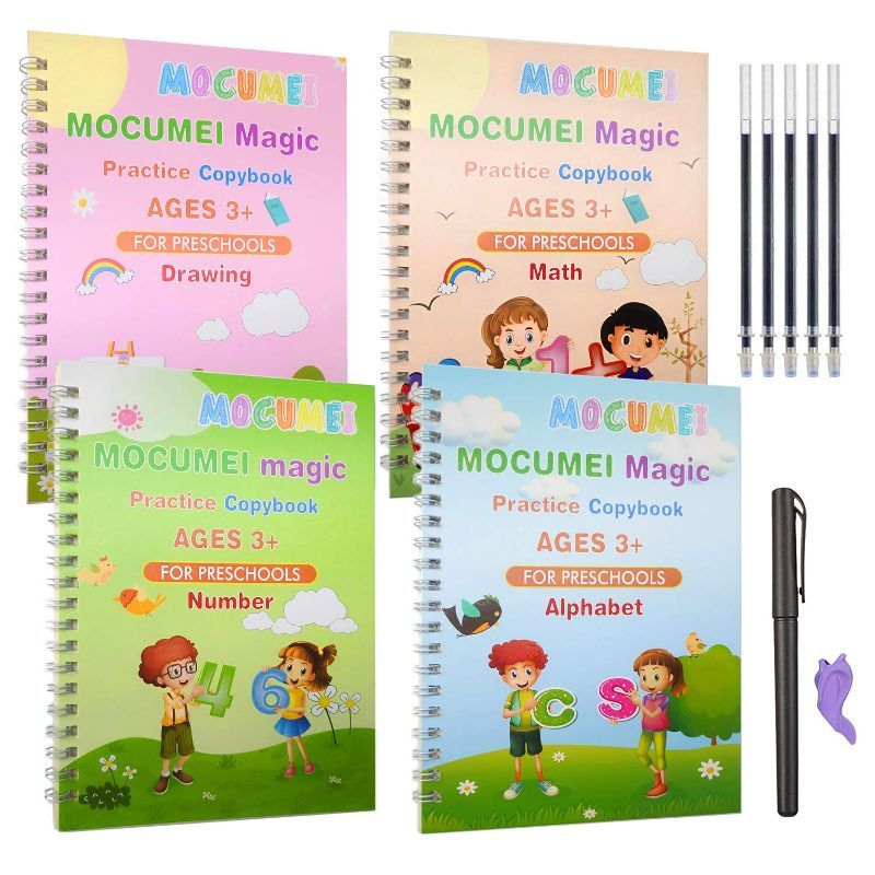 Photo 1 of *2 PACK* MOCUMEI Magic Reusable Copybook for Kids-Practice Copybook for Age 3-5 Calligraphy Simple Hand Lettering-Reusable Writing Practice Book Style 2