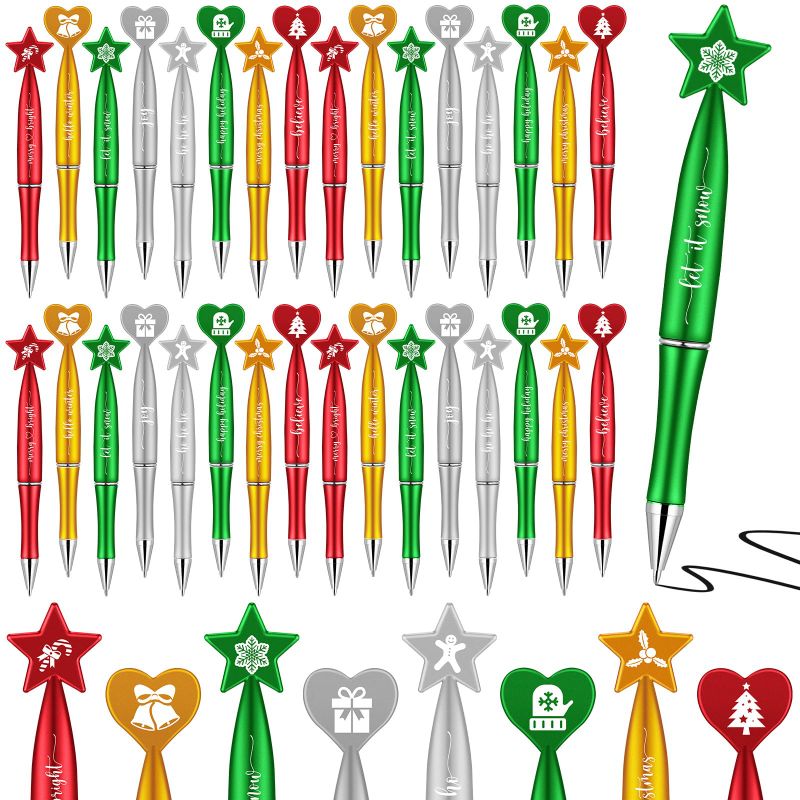 Photo 1 of Christmas Ballpoint Pens Bulk with Inspirational Quotes Christmas Gifts Candycane Gingerbread Snowflake Pen for Kid Adults Christmas Party Student School Office Home Supplies (64 Pcs)