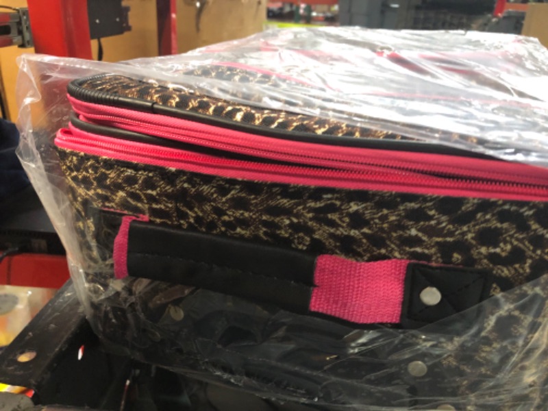 Photo 3 of **MISSING PIECES** Rockland Fashion Softside Upright Luggage Set, Pink Leopard, 2-Piece (14/19) 2-Piece Set (14/19) Pink Leopard Standard Packaging