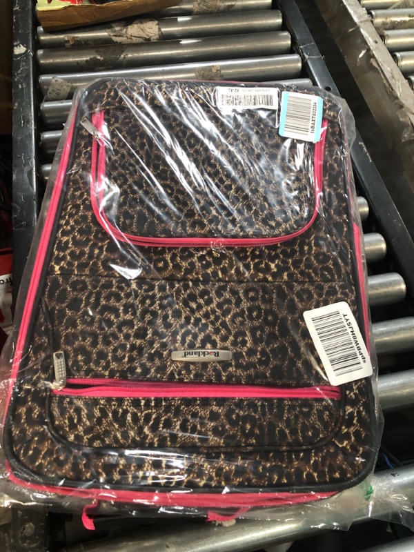 Photo 1 of **MISSING PIECES** Rockland Fashion Softside Upright Luggage Set, Pink Leopard, 2-Piece (14/19) 2-Piece Set (14/19) Pink Leopard Standard Packaging
