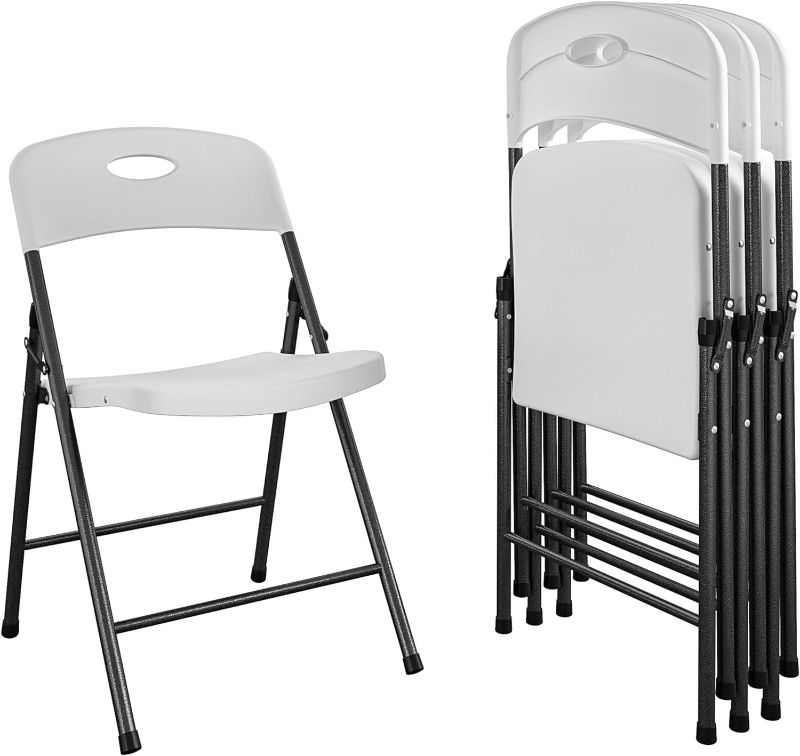 Photo 1 of  COSCO Solid Resin Folding Chair, (Pack of 4), Grey
