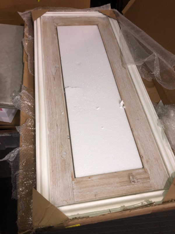 Photo 3 of ***MAJOR DAMAGE - SEE COMMENTS***
 Deco 79 Farmhouse Wood Rectangle Wall Mirror, 26" x 2" x 59", White White, Gray Rectangle, Full Length