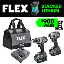 Photo 1 of FLEX COMPACT 2-Tool Brushless Power Tool Combo Kit with Soft Case (2-Batteries Included and Charger Included)