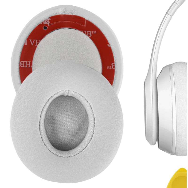 Photo 1 of Geekria QuickFit Replacement Ear Pads for Beats Solo 3 (A1796), Solo 3.0 Wireless On-Ear Headphones Ear Cushions (White)