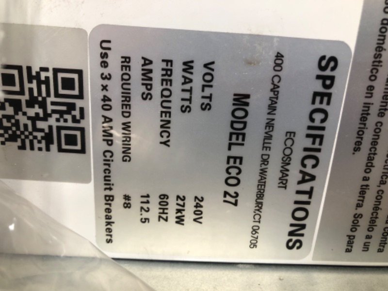 Photo 5 of **see notes **
EcoSmart ECO 27 Tankless Water Heater, Electric, 27-kW - Quantity 1 & SIEMENS Q240 40-Amp Double Pole Type QP Circuit Breaker black ECO 27 Water Heater + Breaker