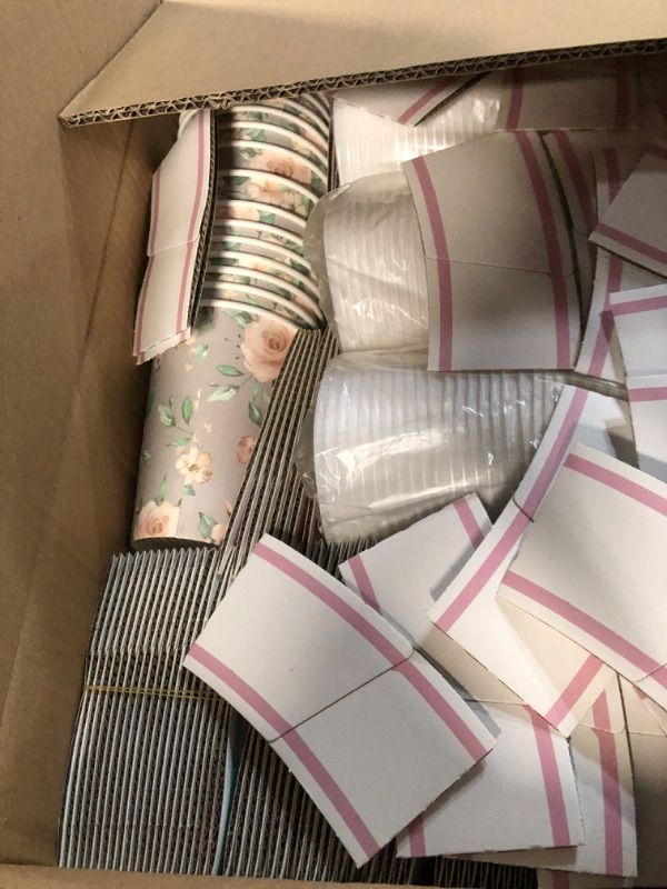 Photo 4 of 160 Set 16oz Floral Disposable Coffee Cups with 160 Lid and 160 Coffee Cup 