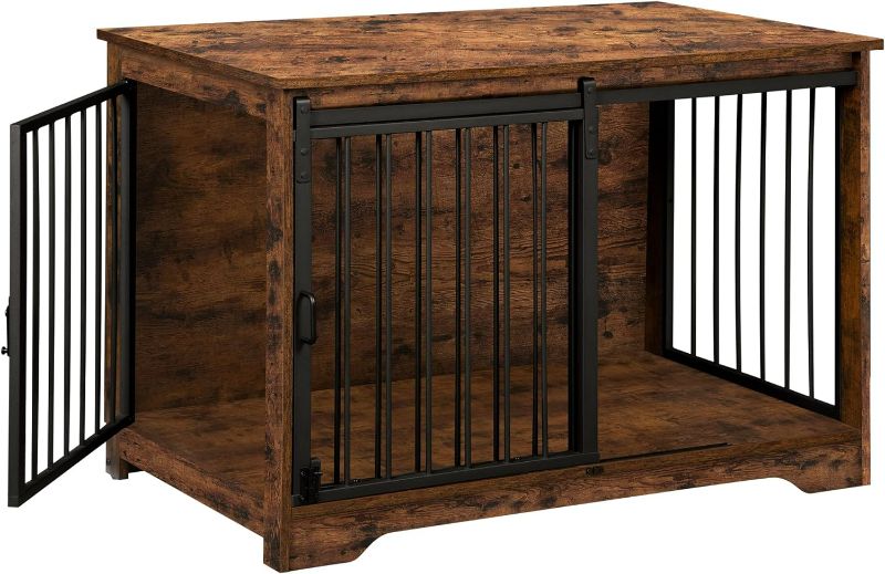 Photo 1 of ***NONREFUNDABLE - NOT FUNCTIONAL - FOR PARTS ONLY - SEE COMMENTS***
Hzuaneri Dog Crate Furniture, 39.4" Heavy Duty Dog Kennels with Sliding Barn Door, End Side Table, Wooden Dog House for Small/Medium/Large Dog, Chew-Resistant, Rustic Brown and Black DFC