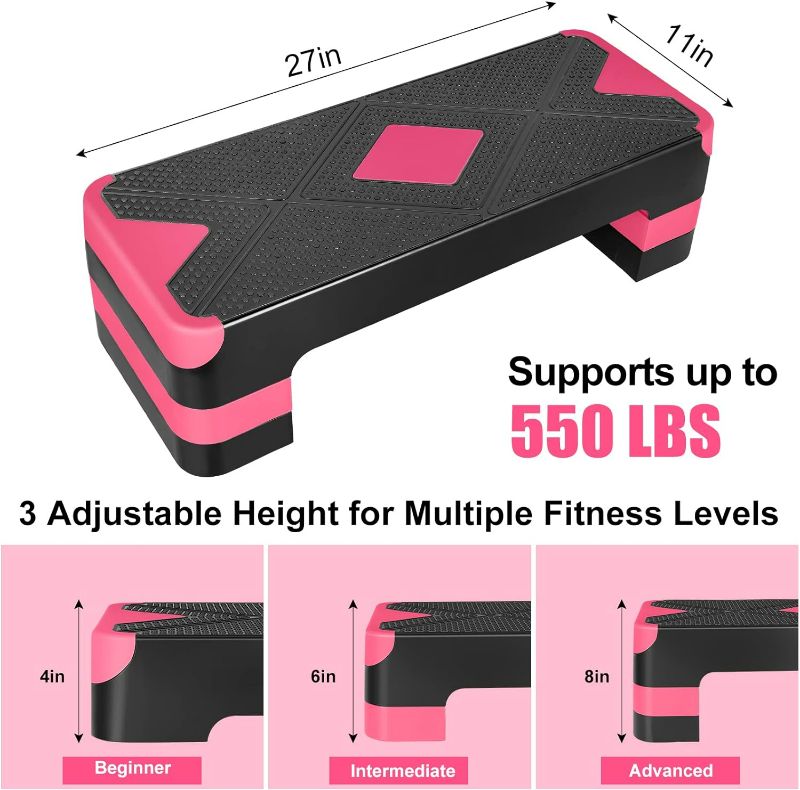 Photo 3 of (READ FULL POST) Adjustable Workout Aerobic Stepper in Fitness & Exercise Step Platform Trainer 3 settings adjustable height 4”-6”-8”
