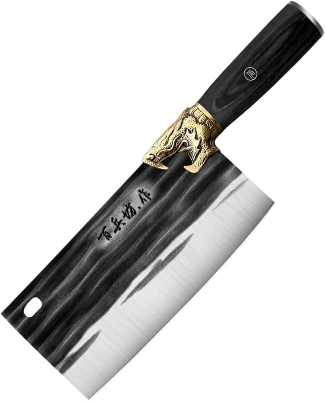 Photo 1 of 
Forged Dragon knife Slicing knife Chef knives Cleaver Butcher Knife Chopping Knife Kitchen Knife, Forged Cleaver Knife 7.7-Inch - Forged 8Cr17Mov Steel 56HRC, Sturdy - For Outdoor Indoor Kitchen Chef