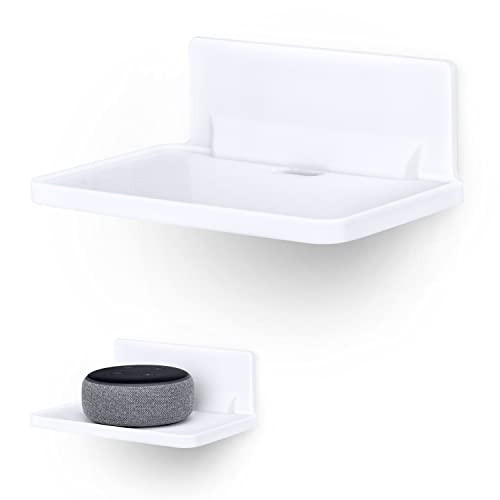 Photo 1 of 6.7" Adhesive Floating Wall Shelf for Small Speakers, Deco, Plants, Baby Monitors, Toys, Bathroom, Kitchen & More, Easy to Install, No Screws & Mess,
