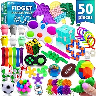 Photo 1 of 76 Pack Sensory Fidget Toys Set, Stress Relief and Anti-Anxiety Bundle Sensory Toys for Kids Adults, Cool Fidget Packs with Mochi Squishy, Magic Rainbow Ball, Motion Timer, Flippy Chain,Stress Ball...