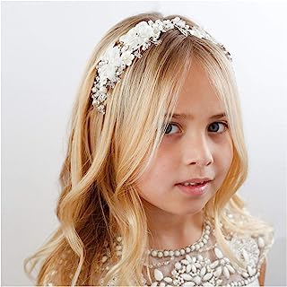 Photo 1 of 3Pcs Flower Girl Headpiece - Wedding Flower Girl Hair Accessory Crown Girl Headband Alloy Floral Girls Tiara Rhinestone Pearl Headband for Baby Toddler Communion Prom Photography