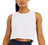 Photo 1 of HIOINIEIY Womens Crop Tops Workout Tops Loose Sleeveless Cropped Muscle Open Side Shirts Gym Exercise Yoga Shirts X-Large White