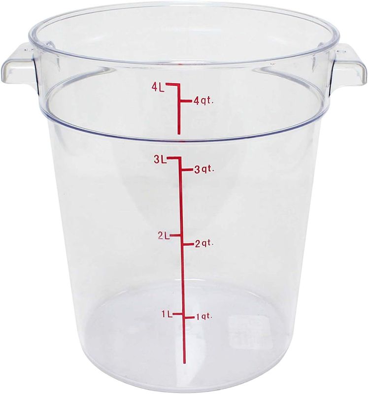 Photo 1 of 10 pack Thunder Group 4 quart round food storage container, polycarbonate, clear, comes in each
