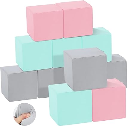 Photo 1 of 12 Pcs Toddler Foam Blocks, 5.5inch Soft Foam Cubes Blocks with Detachable Washable Cover, Soft Play Blocks for Toddlers and Kid