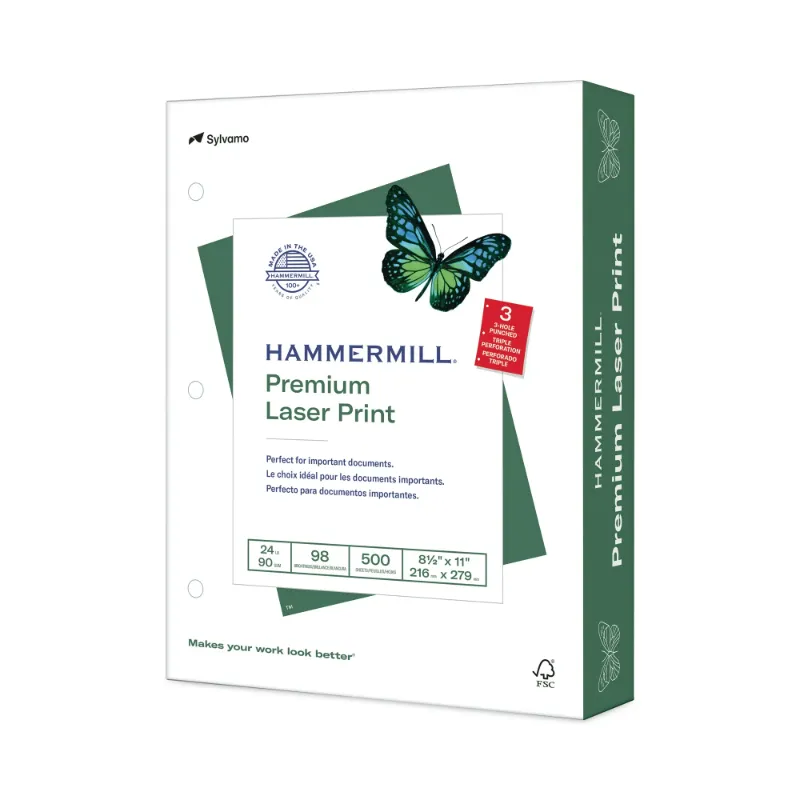 Photo 1 of Hammermill Printer Paper, Premium Color 28 lb Copy Paper, 8.5 x 11 - 1 Pack (300 Sheets) - 100 Bright, Made in the USA, 102700R
