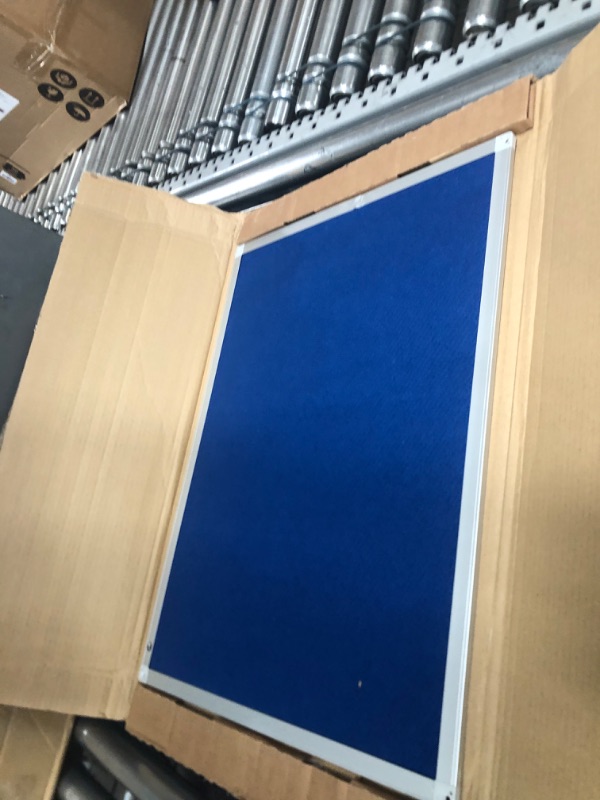 Photo 2 of BoardsPlus 18" x 24" Blue Felt Fabric Bulletin Pin Board, Aluminum Frame, Easy Install Wall Mount, for Home, Office, School Blue 18" x 24"