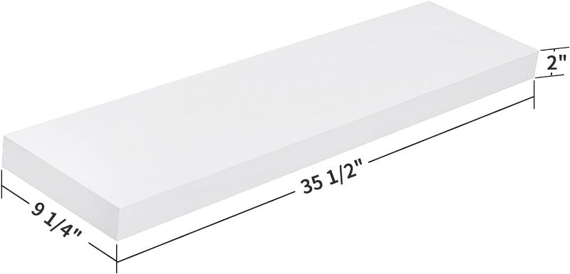 Photo 4 of (READ FULL POST)WELLAND 36 inch White Mission Floating Shelves for Wall, Bathroom Wall Mount Shelves, Wood Modern Display Shelves, Book Shelves,for Bedroom,Living Room and Kitchen
