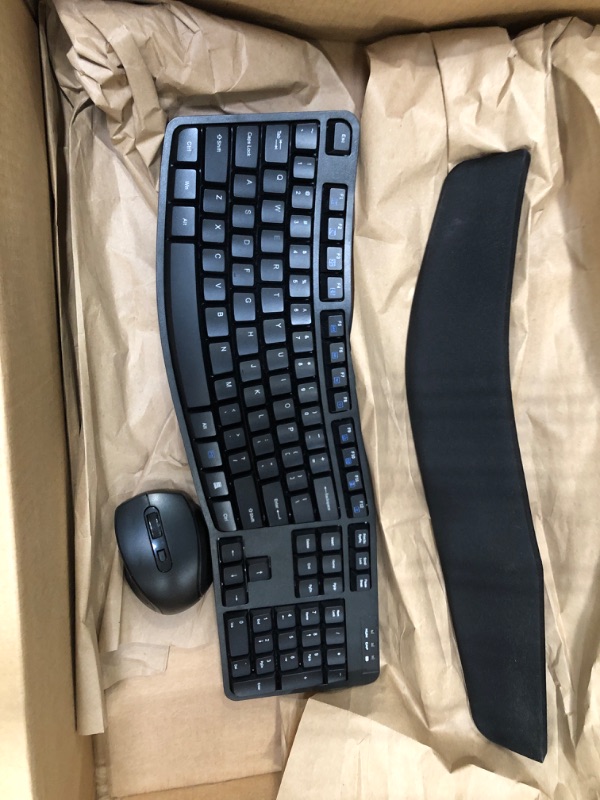 Photo 1 of Amazon Basics Ergonomic Wireless Keyboard Mouse Combo - QWERTY - Black