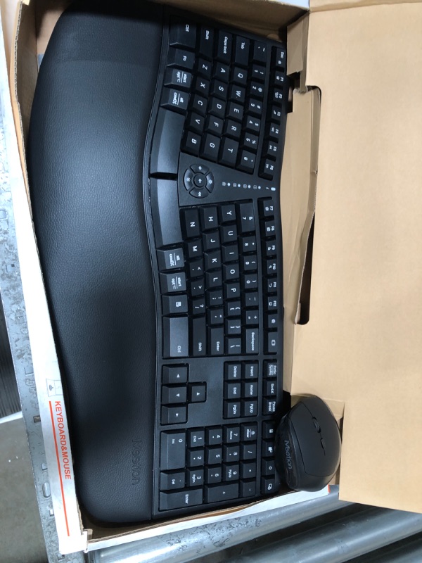 Photo 2 of MEETION Ergonomic Wireless Keyboard and Mouse, Ergo Keyboard with Vertical Mouse, Split Keyboard with Cushioned Wrist, Palm Rest, Natural Typing, Rechargeable, Full Size, Windows/Mac/Computer/Laptop