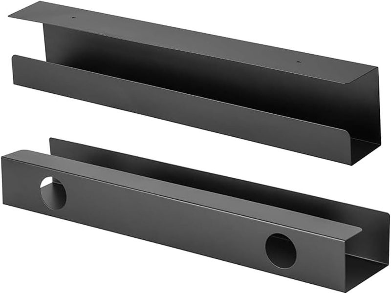 Photo 1 of Under Desk Cable Management Tray - Metal Wire Organiers for Office and Home - Power Strip Holder - Black 23.6 inch
