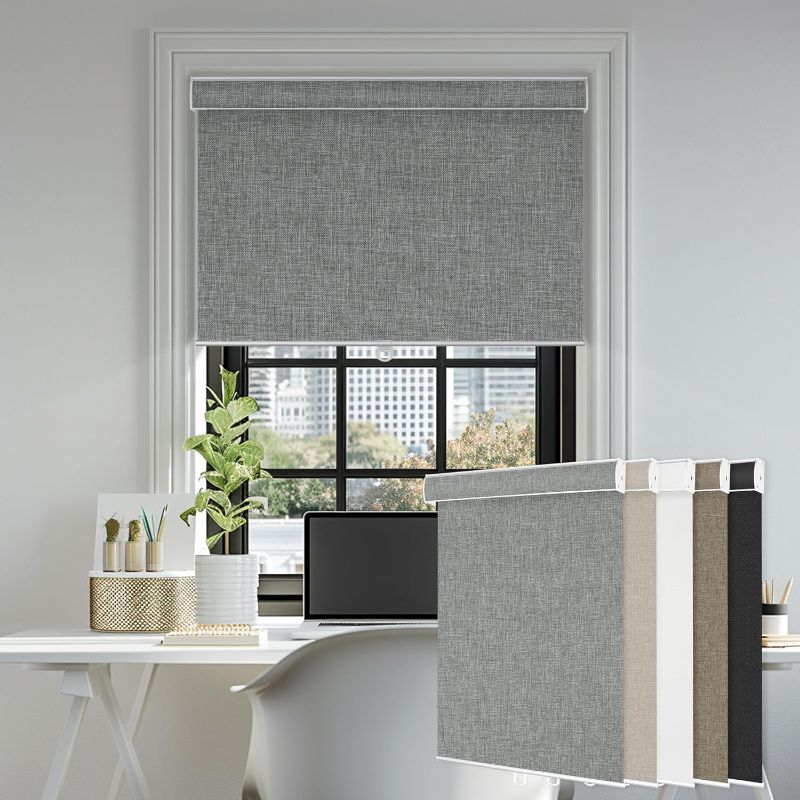 Photo 1 of (NON-REFUNDABLE) 100% Blackout Window Shades Pull Down for Indoor,Custom Room Darkening Roller Window up and Down Blinds with Thermal Insulated for Home Bedroom Office Easy to Install(45" W x 68" H) White
