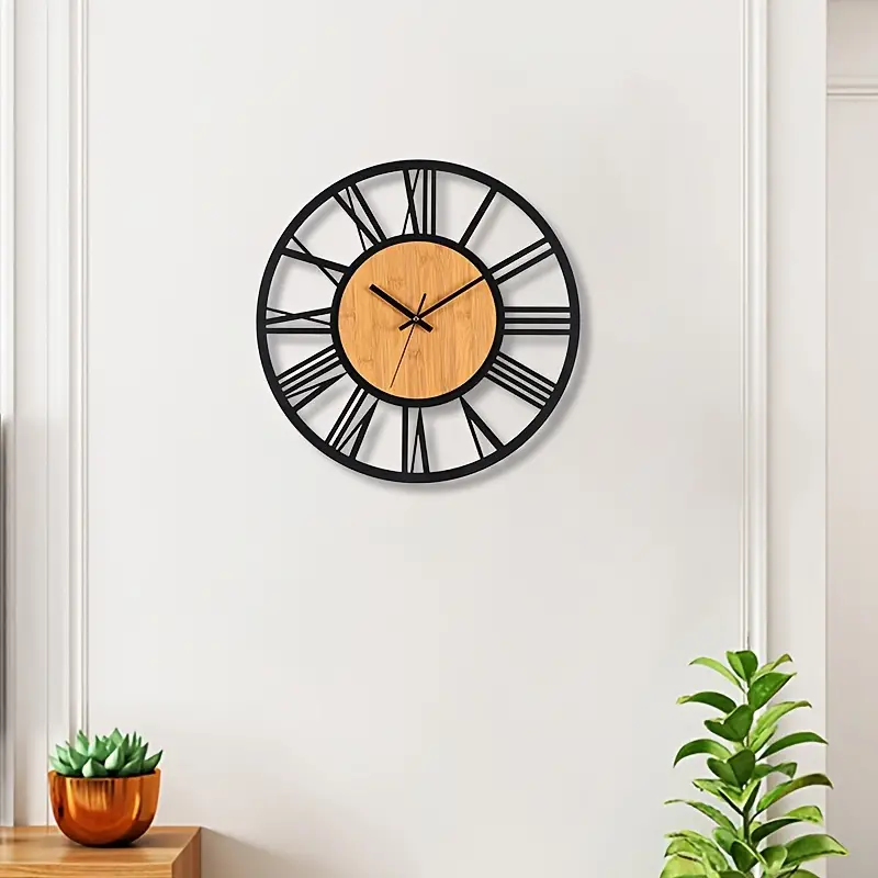 Photo 1 of 1st owned Round Wall Clock for Living Room Decor Modern Battery Operated Nearly Silent Black Clocks for Home Living Room Garden Office Cafe Decoration -40CM 40CM Black