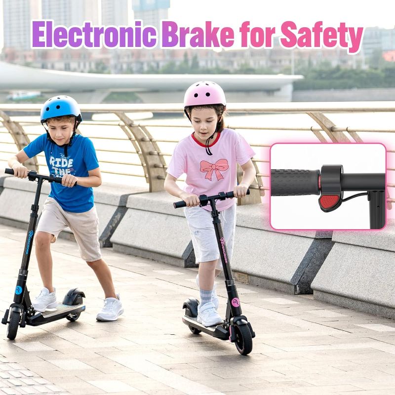 Photo 5 of (READ FULL POST) EVERCROSS EV06C Electric Scooter, Foldable Electric Scooter for Kids Ages 6-12, Up to 9.3 MPH & 5 Miles, LED Display, Colorful LED Lights, Lightweight Kids Electric Scooter Black Blue