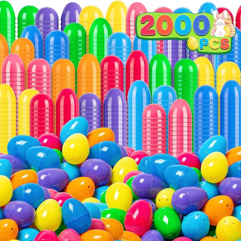 Photo 1 of 2000 PCS 2.4" Plastic Easter Eggs Bulk, Empty Easter Eggs in 8 Colors, Fillable Colorful Easter Eggs with Hinge, Perfect for Easter Hunt, Basket Stuffers Fillers and Easter Theme Party Favors
