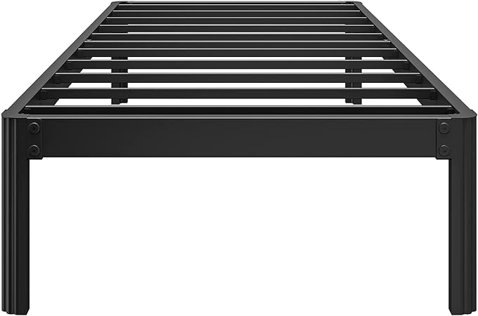 Photo 1 of 14 Inch Twin XL Bed Frame Heavy Duty Metal Platform Bed Frame Twin XL with Rounded Corner Legs, Noise Free, Easy Assembly, No Box Spring Needed, Black