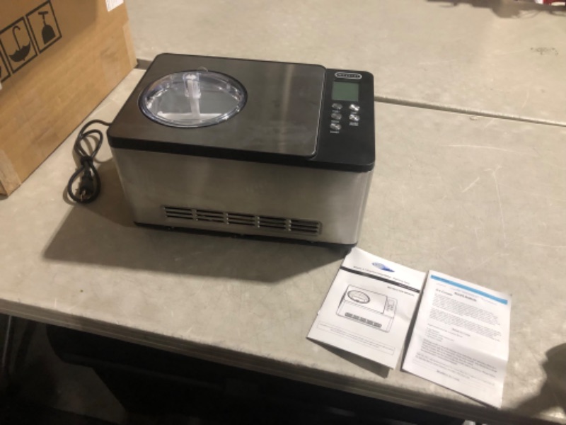 Photo 7 of ***NONREFUNDABLE - NOT FUNCTIONAL - FOR PARTS ONLY - SEE COMMENTS***
Whynter ICM-200LS Upright Automatic Ice Cream Maker 2.1 Quart Capacity with Built-in Compressor, No Pre-Freezing, LCD Digital Display, Timer, Stainless Steel Stainless Steel- Ice Cream M