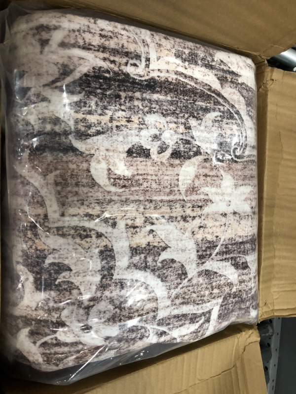 Photo 1 of Soalmost 8x10 Area Rugs for Living Room, Stain Resistant Washable Rugs for Dining Room, Kitchen, Floral Vintage Non-Slip Area Rug(Brown, 8'x10')… 8x10 Brown