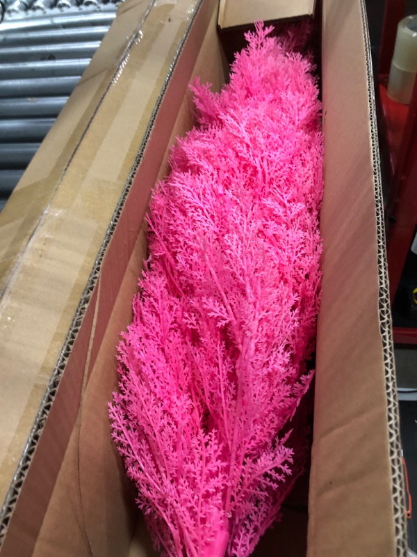 Photo 1 of Pink Artificial Cedar Pine Tree Silk Tree Arborvitae Tree Perfect Faux Plants Potted UV Rated Plant for Indoor Outdoor, Home Garden Office Store Decoration