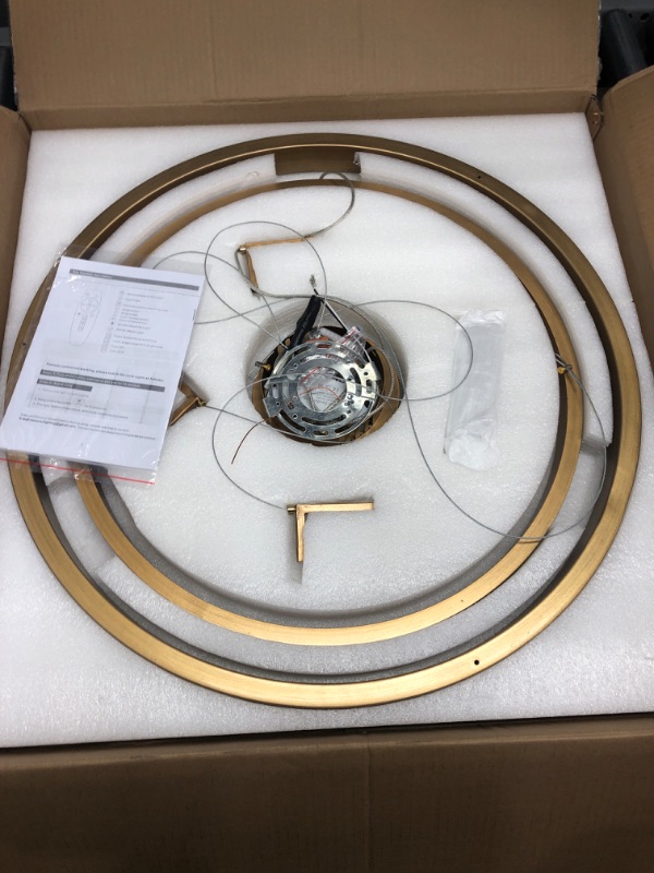 Photo 1 of Aodoran Dimmable LED Chandelier Modern Ring Chandelier for Dining Room Antique Gold Chandelier Lighting for Kitchen Island,Entryway,Foyer.Living Room,3-Color Changing,24in,30W with Remote Control