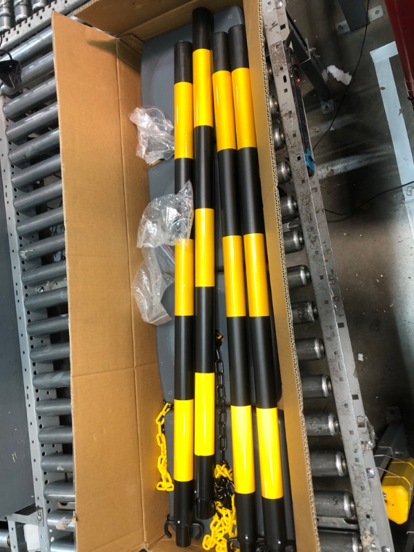 Photo 2 of 4 Packs 40" Traffic Delineator Post Cone with Fillable Base,Parking Chain Barrier Delineator Post with Base Traffic Cone Safety Cones for Parking Lot,Road,Consruction?Black & Yellow? Yellow & Black