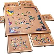 Photo 1 of 1500-pieces Puzzle Board Puzzle Table with 8 Lockable Sorting Drawers|Wooden Jigsaw Puzzle Table with Non-Slip Felt Surface