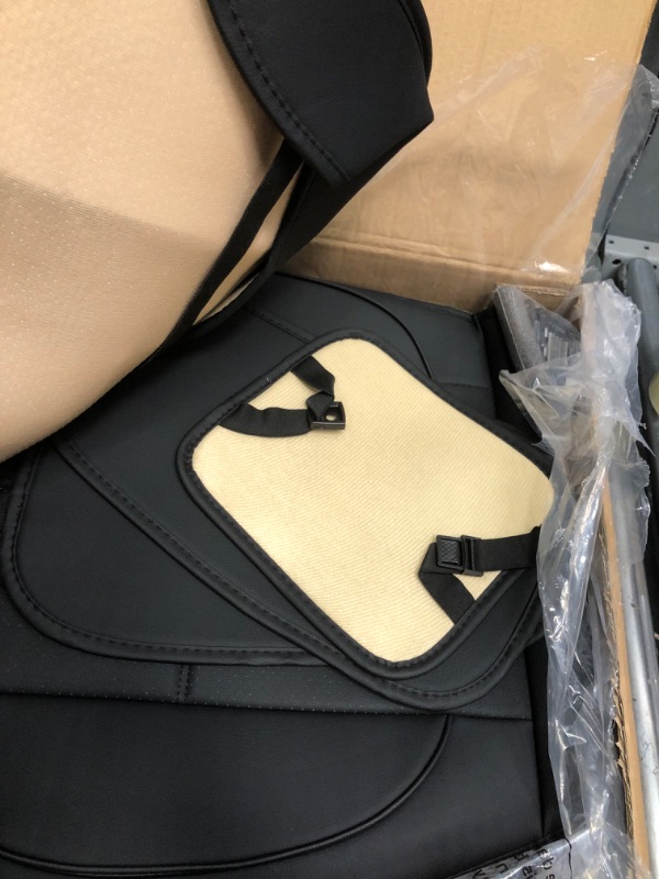 Photo 1 of AOOG Leather Car Seat Covers, Leatherette Automotive Vehicle Cushion Cover for Cars SUV Pick-up Truck, Universal Non-Slip Vehicle Cushion Cover Waterproof Protectors Interior Accessories, Full Set. FULL SET BLACK