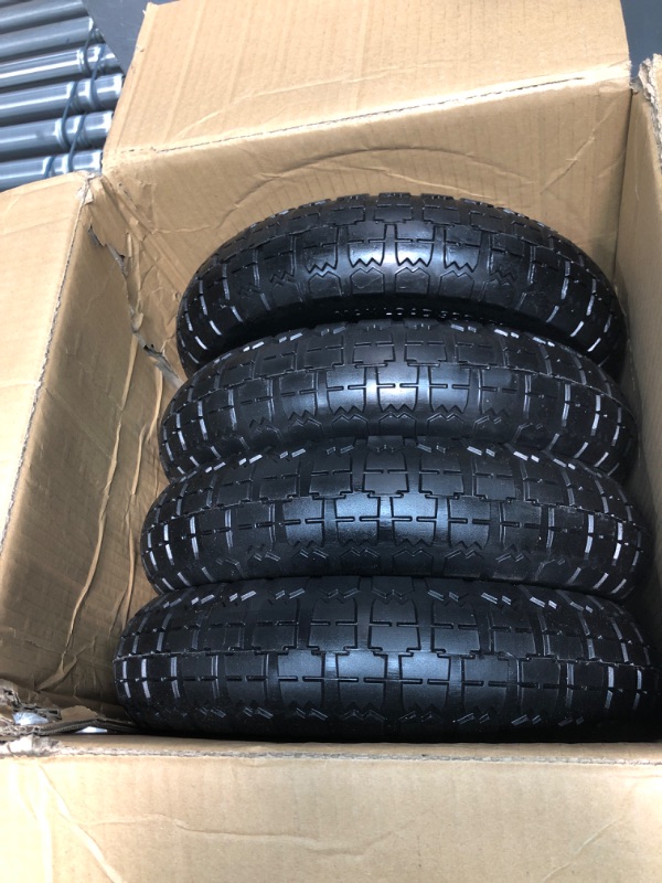 Photo 2 of (4-Pack) 13‘’ Tire for Gorilla Cart - Solid Polyurethane Flat-Free Tire and Wheel Assemblies - 3.15” Wide Tires with 5/8 Axle Borehole and 2.1” Hub 13“ Wheels -4 Pack